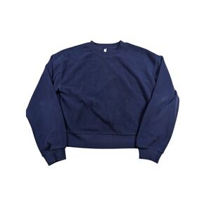 Fabletics Navy Blue Cropped Fleece Pullover Sweatshirt – Women's M